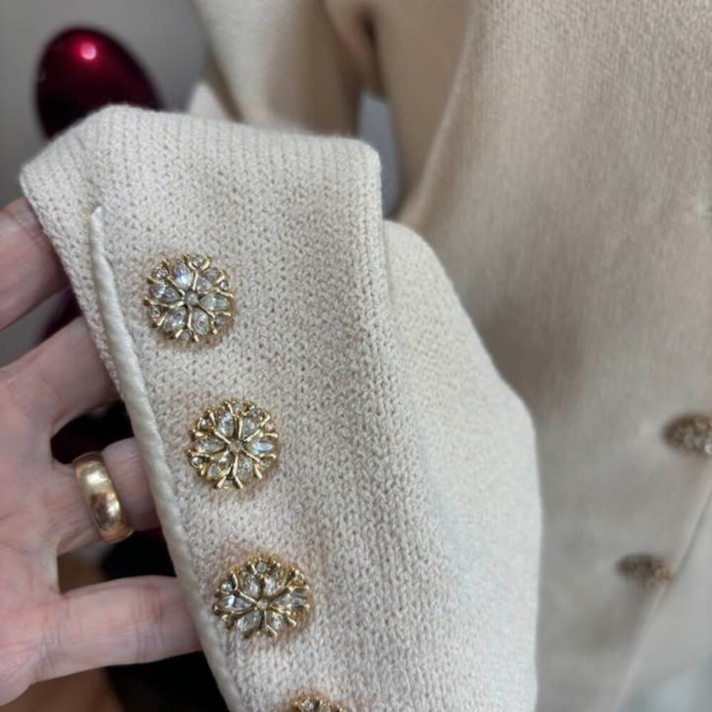 St. John Evening Marie Gray Jacket Santana Knit Beige Size 10 - See Condition